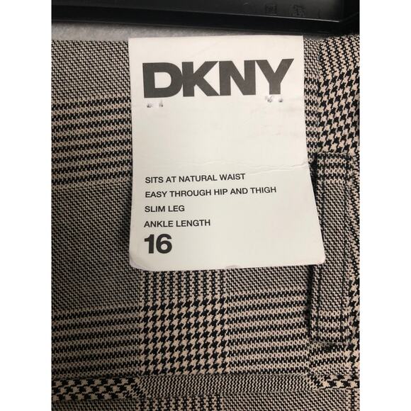DKNY Twill Plaid Pants Women's Size 16 Slim Leg Ankle Length  NEW - Picture 5 of 8